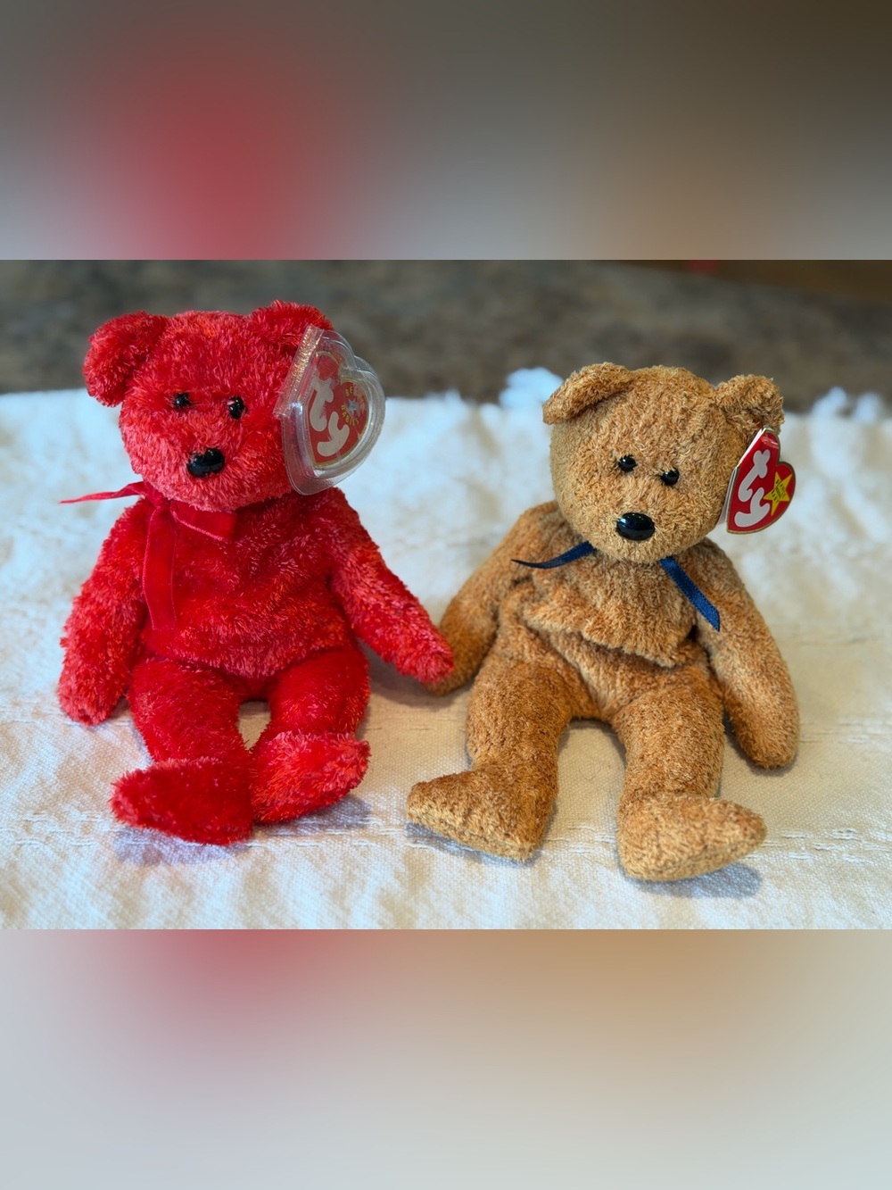 Ty Beanie Babies Fuzz 1998 & Sizzle 2001 Bears with Original Tags